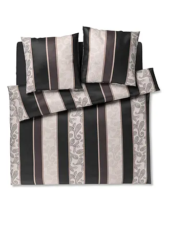 JOOP | Satin Bettwäsche PAISLEY STRIPES 2x70x90cm/140x200cm Dkl Rot | schwarz